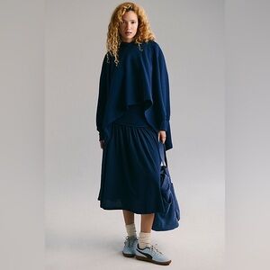 NWTs FREE PEOPLE COZY ONYX LOUNGE PULLOVER PANCHO SET in DEEP IRIS | XS/S